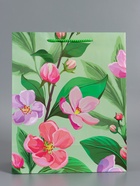 Пакет подарочный ламинированный «Весеннее признание», зелёный, 26×12×32 см - фото 68978846