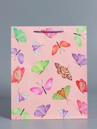 Пакет подарочный ламинированный «Крылья счастья», розовый, 26×12×32 см - фото 68978852