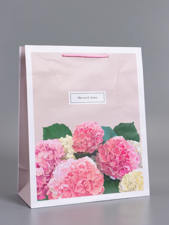 Пакет подарочный ламинированный «От всей души», пыльная роза, 26×12×32 см - Фото 1