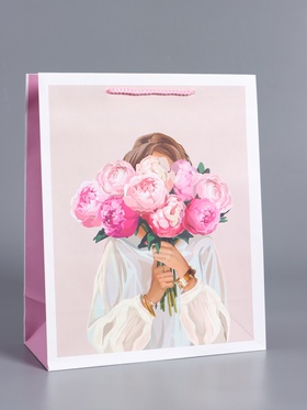 Пакет подарочный ламинированный «Момент для себя», розовый, 26×12×32 см