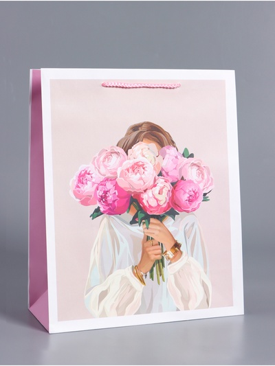 Пакет подарочный ламинированный «Момент для себя», розовый, 26×12×32 см