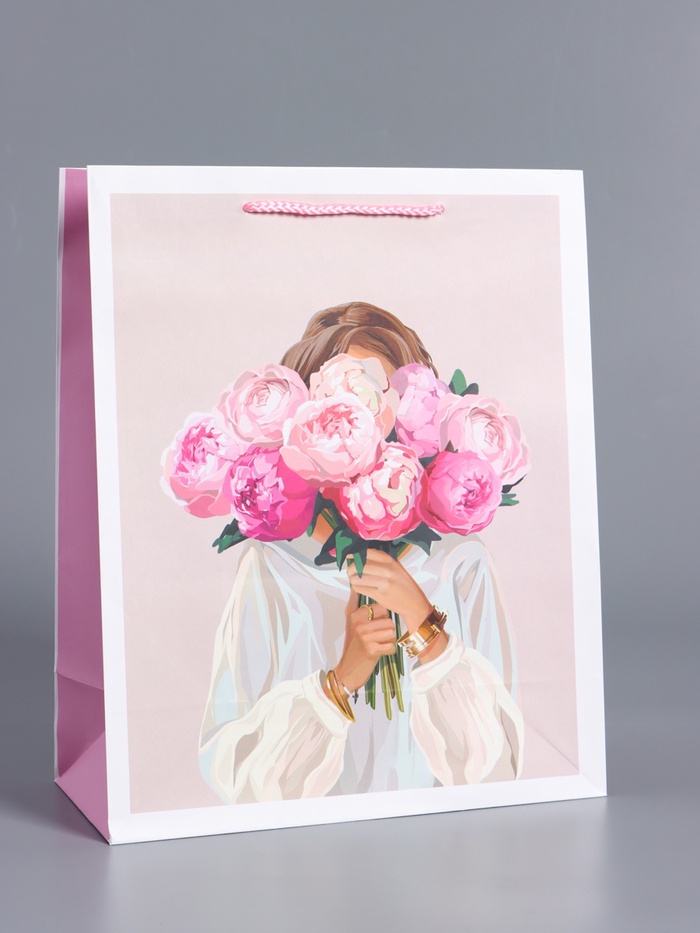 Пакет подарочный ламинированный «Момент для себя», розовый, 26×12×32 см - Фото 1