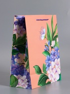 Пакет подарочный ламинированный «Цветы эмоций», персиковый, 26×12×32 см - фото 68978872