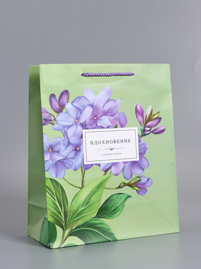 Пакет подарочный ламинированный «Вдохновение», светло - зелёный, 26×12×32 см - Фото 1
