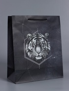 Пакет подарочный ламинированный «Сила характера», чёрный, 26×12×32 см - фото 68978881