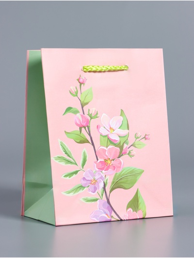 Пакет подарочный ламинированный «Нежный комплимент», нежно розовый, 11.5×14.5×6.5 см