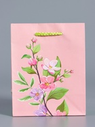 Пакет подарочный ламинированый «Нежный комплимент», нежно розовый, 11.5×14.5×6.5 см - фото 68978894