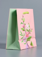 Пакет подарочный ламинированый «Нежный комплимент», нежно розовый, 11.5×14.5×6.5 см - фото 68978896