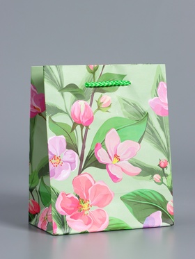 Пакет подарочный ламинированый «Весеннее признание», травяной, 11.5×14.5×6.5 см
