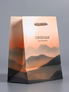 Пакет подарочный ламинированый «Высота чувств», персиковый с серым, 11.5×14.5×6.5 см - фото 68978920