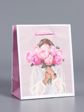 Пакет подарочный ламинированый «Момент для себя», розовый, 11.5×14.5×6.5 см