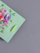 Пакет подарочный ламинированый «Весенний букет», мятный, 11.5×14.5×6.5 см - фото 68978946