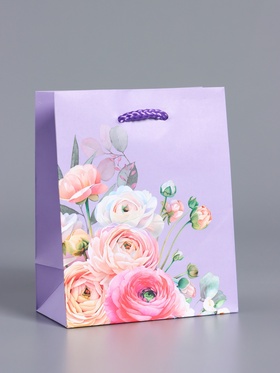 Пакет подарочный ламинированый «Нежность без слов», сиреневый, 11.5×14.5×6.5 см