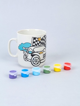 Кружка керамическая под роспись акрилом «Тачка», краска в наборе