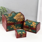 УЦЕНКА Шкатулка дерево сундучок (набор 3 шт.) «Искусство» 19.5×14.5×12 см,15×10.5×9 см,10×6×7 см 10987711