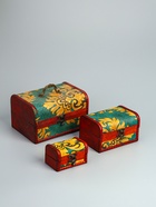 УЦЕНКА Шкатулка дерево сундучок (набор 3 шт.) «Искусство» 19.5×14.5×12 см,15×10.5×9 см,10×6×7 см 10987711