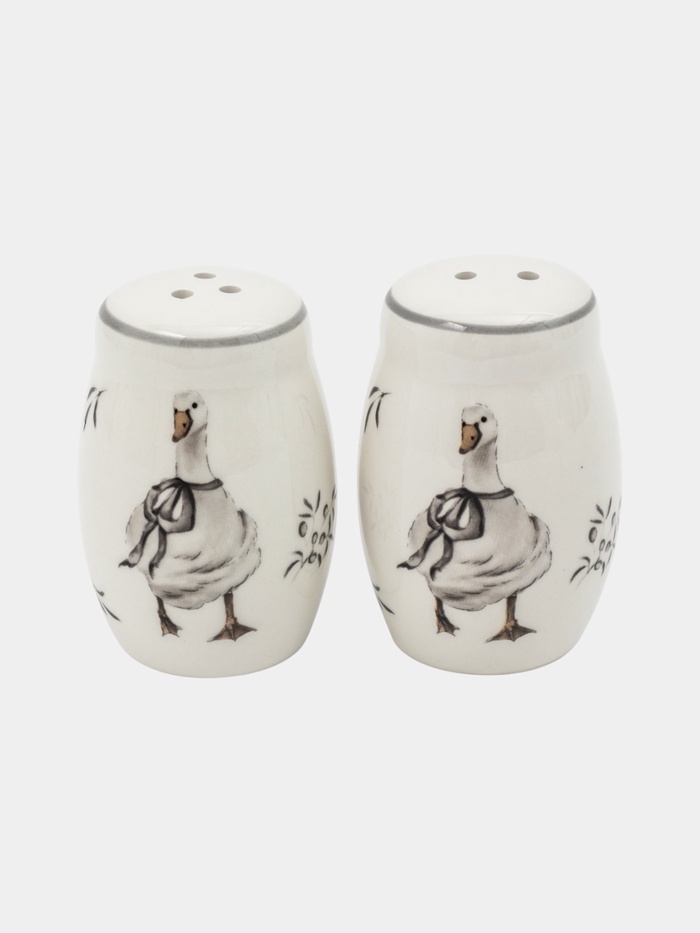 УЦЕНКА Набор для специй Доляна "Гуси" цвет белый 2 шт солонка, перечница 130 мл 11,5х6,2х8,8 см - Фото 1