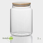 УЦЕНКА Банка для сыпучих продуктов с бамбуковой крышкой «Эко», 3 л, 14.5×14.5×21 см - Фото 1