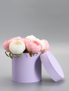 Шляпная коробка подарочная сирень, круглая, 15×15 см - фото 68979211