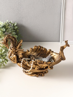 Подставка для мелочей «Девушка с драконом», 20.5×32×17 см, под бронзу