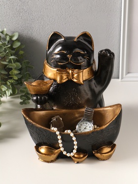 Копилка для денег с подставкой для мелочей «Кот Манэки-Нэко», полистоун, 24×21×25 см