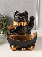 Копилка для денег с подставкой для мелочей «Кот Манэки-Нэко», полистоун, 24×21×25 см - фото 68979301