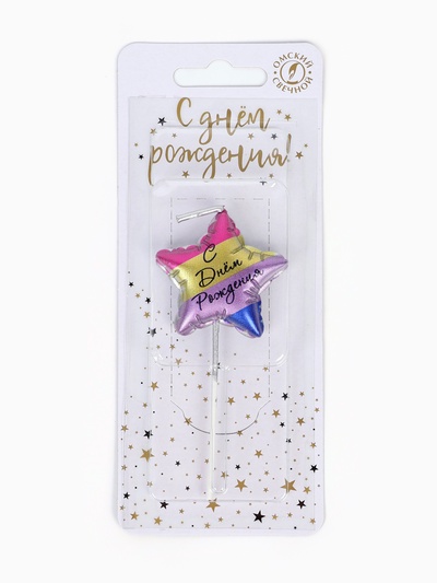 Свеча в торт «С днем рождения», цветная