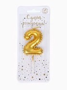 Свеча в торт на шпажке «Воздушная цифра 2», золото  (артикул 10981644)  большой выбор товаров оптом и в розницу по низким ценам с доставкой
