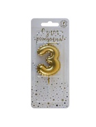 Свеча в торт на шпажке «Воздушая цифра», цифра 3, золото  (артикул 10981645)  большой выбор товаров оптом и в розницу по низким ценам с доставкой