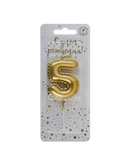 Свеча в торт на шпажке «Воздушая цифра», цифра 5, золото  (артикул 10981647)  большой выбор товаров оптом и в розницу по низким ценам с доставкой