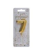 Свеча в торт на шпажке «Воздушая цифра», цифра 7, золото  (артикул 10981649)  большой выбор товаров оптом и в розницу по низким ценам с доставкой
