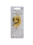 Свеча в торт на шпажке «Воздушая цифра», цифра 9, золото  (артикул 10981652)  большой выбор товаров оптом и в розницу по низким ценам с доставкой