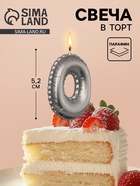 Свеча в торт на шпажке «Воздушая цифра», цифра 0, серебро  (артикул 10981653)  большой выбор товаров оптом и в розницу по низким ценам с доставкой