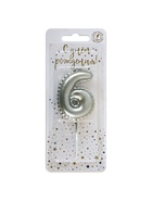 Свеча в торт на шпажке «Воздушая цифра», цифра 6, серебро  (артикул 10981659)  большой выбор товаров оптом и в розницу по низким ценам с доставкой