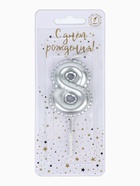 Свеча в торт на шпажке «Воздушная цифра 8», серебро  (артикул 10981662)  большой выбор товаров оптом и в розницу по низким ценам с доставкой