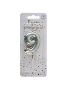 Свеча в торт на шпажке «Воздушая цифра», цифра 9, серебро  (артикул 10981663)  большой выбор товаров оптом и в розницу по низким ценам с доставкой