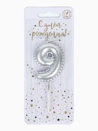 Свеча в торт на шпажке «Воздушная цифра 9», серебро  (артикул 10981663)  большой выбор товаров оптом и в розницу по низким ценам с доставкой