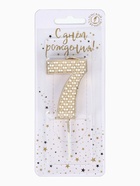 Свеча в торт на шпажке «Жемчужная», цифра 7, шампань  (артикул 10981664)  большой выбор товаров оптом и в розницу по низким ценам с доставкой