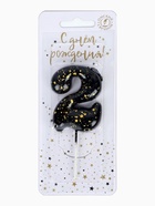 Свеча в торт «Черные брызги», цифра 2  (артикул 10981669)  большой выбор товаров оптом и в розницу по низким ценам с доставкой