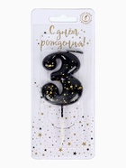 Свеча в торт «Черные брызги», цифра 3  (артикул 10981671)  большой выбор товаров оптом и в розницу по низким ценам с доставкой