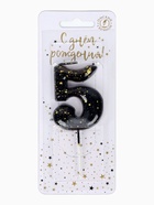 Свеча в торт «Черные брызги», цифра 5  (артикул 10981673)  большой выбор товаров оптом и в розницу по низким ценам с доставкой