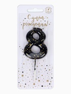 Свеча в торт «Черные брызги», цифра 8  (артикул 10981676)  большой выбор товаров оптом и в розницу по низким ценам с доставкой