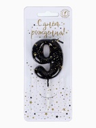 Свеча в торт «Черные брызги», цифра 9  (артикул 10981677)  большой выбор товаров оптом и в розницу по низким ценам с доставкой