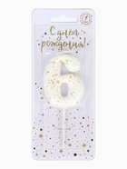 Свеча в торт «Белые брызги», цифра 6  (артикул 10981685)  большой выбор товаров оптом и в розницу по низким ценам с доставкой