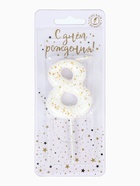 Свеча в торт «Белые брызги», цифра 8  (артикул 10981687)  большой выбор товаров оптом и в розницу по низким ценам с доставкой