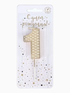 Свеча в торт на шпажке «Жемчужная», цифра 1, шампань - Фото 5