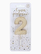Свеча в торт на шпажке «Жемчужная», цифра 2, шампань - Фото 5