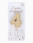 Свеча в торт на шпажке «Жемчужная», цифра 4, шампань  (артикул 10981694)  большой выбор товаров оптом и в розницу по низким ценам с доставкой