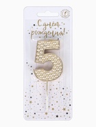 Свеча в торт на шпажке «Жемчужная», цифра 5, шампань - Фото 5