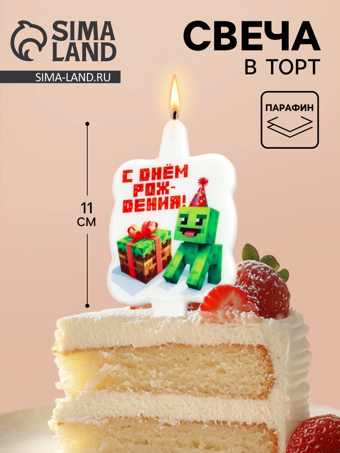 Свеча в торт «С днем рождения»